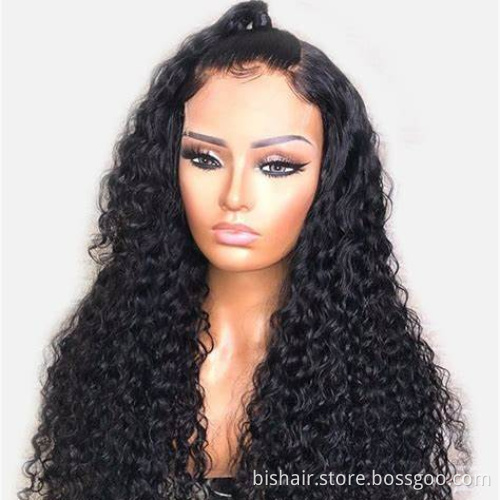 BIS  Transparent lace front human hair wigs for black female remy brazilian kinky curly 4x4 wig lace closure